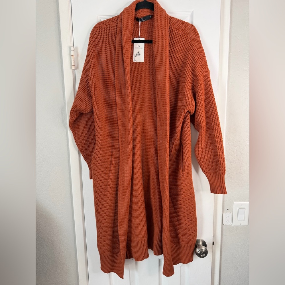 NWT Lillusory Long Open-Front Chunky Cardigan